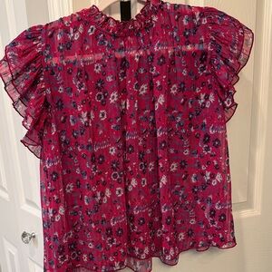 Floral Ruffle Sleeve Blouse